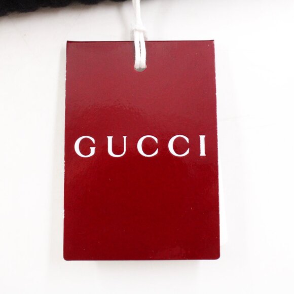NWT Gucci Wool Cashmere Beanie Hat with Gold-Tone Double G in Black (L) - Picture 7 of 9